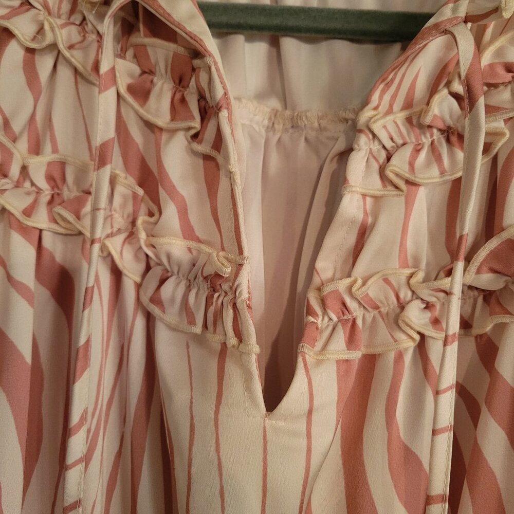 Eloquii Pink & white Satin Dress with Ruffle Size 14/16 - Picture 4 of 11